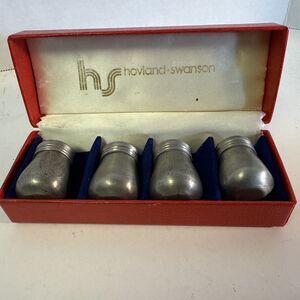 Vintage Hovland-Swanson Pewter Mini Salt And Pepper Shakers 4 In A See